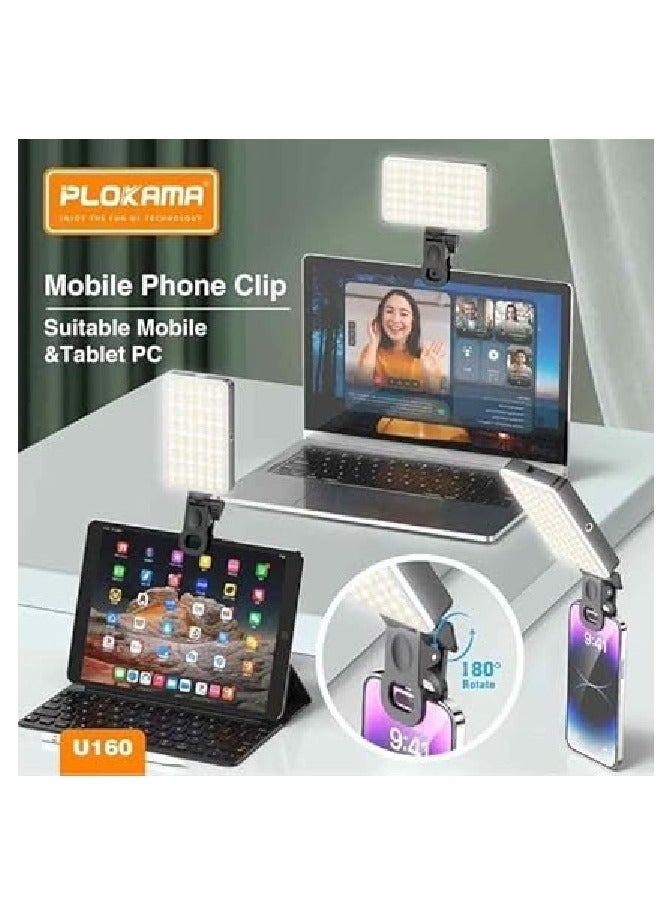 PLOKAMA U160 LED Light - 360 Degree Rotation - 3 Powerful Colors - Camera/Mobile/PC Mount/Outdoor Lamp for All Content Creators - Black - Image 4