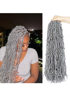 24 Inch 7 Packs Grey Soft Locs Crochet Hair Gray Color New Faux Locs Prelooped Super Lightweight Synthetic Hair Braids For Black Women24inch 7packs grey