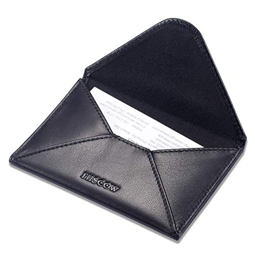 HISCOW Envelope Business Card Case with Magnet Closure - Italian Calfskin (Black) - Image 1