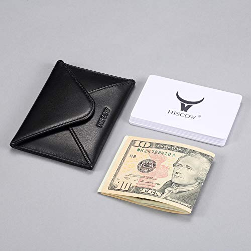 HISCOW Envelope Business Card Case with Magnet Closure - Italian Calfskin (Black) - Image 2