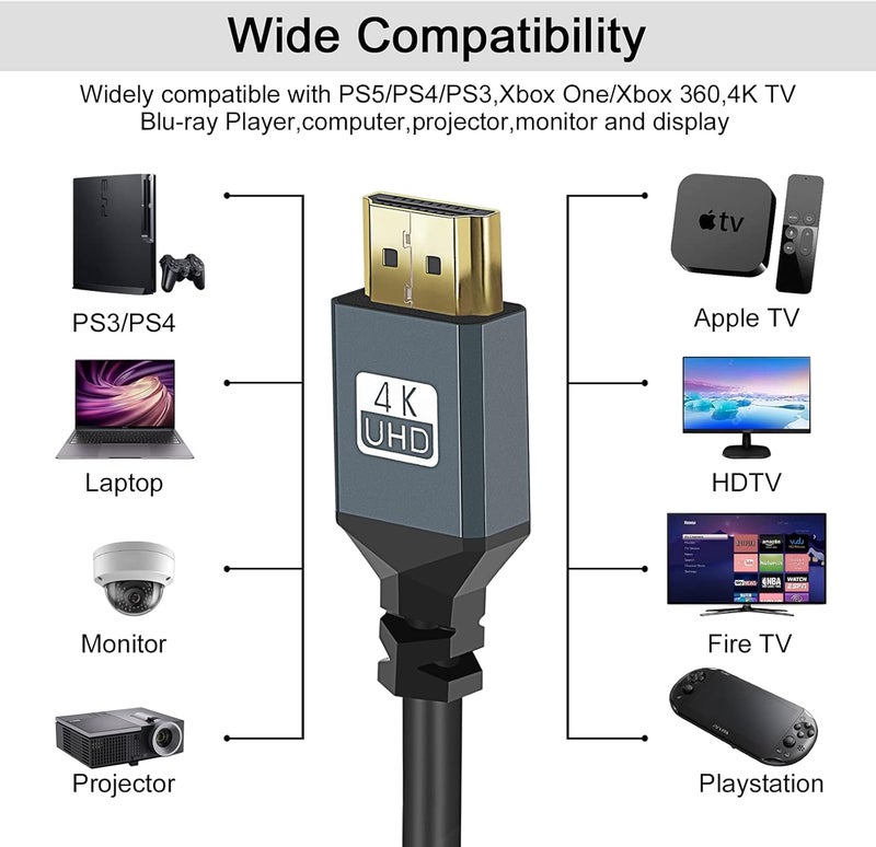Twozoh HDMI to HDMI Coiled Cable, 4K HDMI Coiled Cable, Coiled HDMI Extender Cable Support 3D,4K UHD, 1080p, HDMI 2.0a 2.0b 2.0 1.4a (Extend up to 1.5M/5FT) - Image 5
