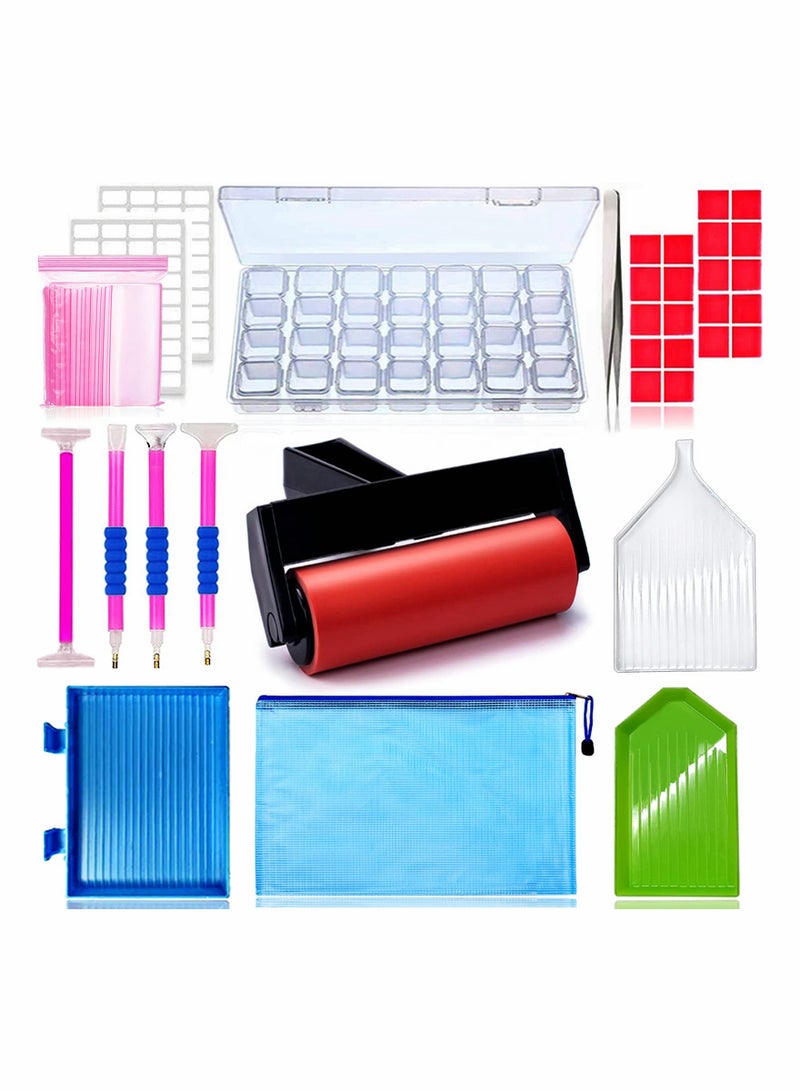 Diamond Painting Tool Kit with Red Roller and Storage Box, Perfect for Kids and Adults DIY Art Projects - Image 1
