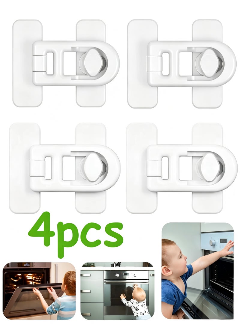 4-Pack Baby Safety Locks, Secure and Convenient Fridge Lock, Child-Safe Refrigerator Lock with Adhesive, No Tools Needed Safety Device for Babies, Pets (White) - Image 1