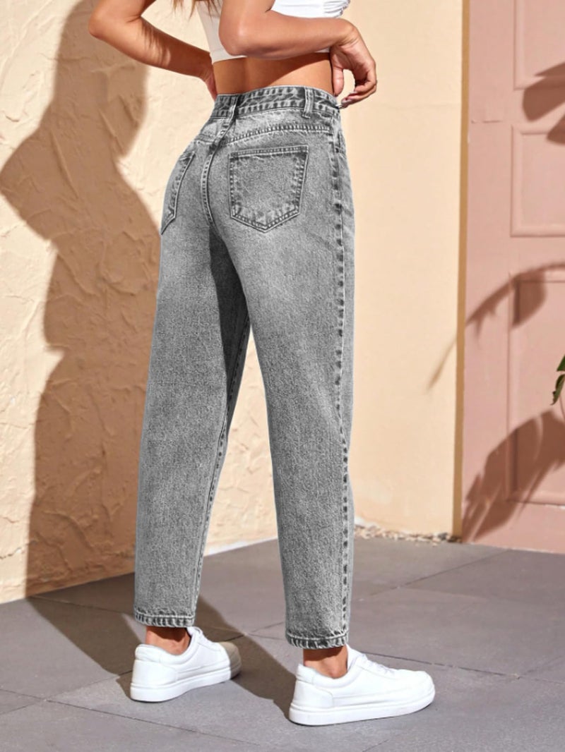Ben Martin Mom Fit Jeans for Women || High Waist Tapered Fit Stretchable Jean's Pant for Women's || Relax Fit Carrot Jean:s || Stylish Jean,s for Woman || Casual Denim Mom Jean::s,Grey 30 - Image 2