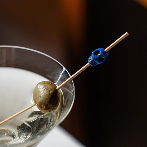 PuTwo Cocktail Picks Handmade Bamboo Toothpicks 100ct 4.7" in Multicolor Skulls - Image 4