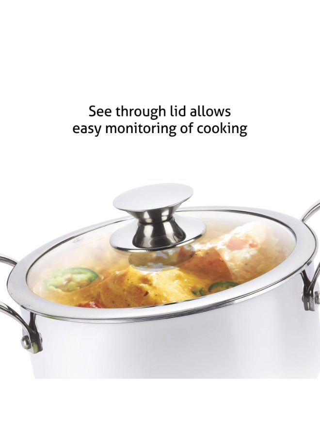 Alda Vitale Triply Stainless Steel Casserole with Lid 28cm (8L), Induction & Gas Friendly - Image 3
