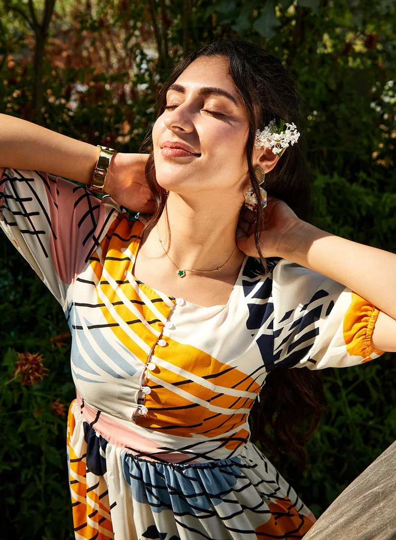 Women's Printed Multicolour Regular Fit Dress