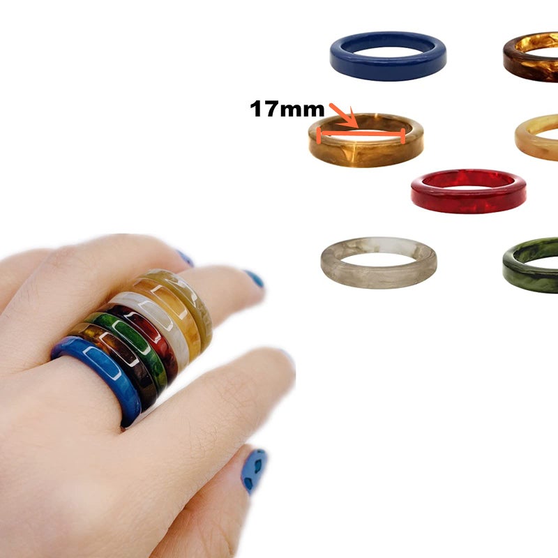 XHBTS 12 Pcs Resin Colorful Wide Thick Dome Knuckle Finger Stackable Joint Ring Retro Acrylic Transparent Vintage Jewelry Party Elegant Handmade Gift - Image 2