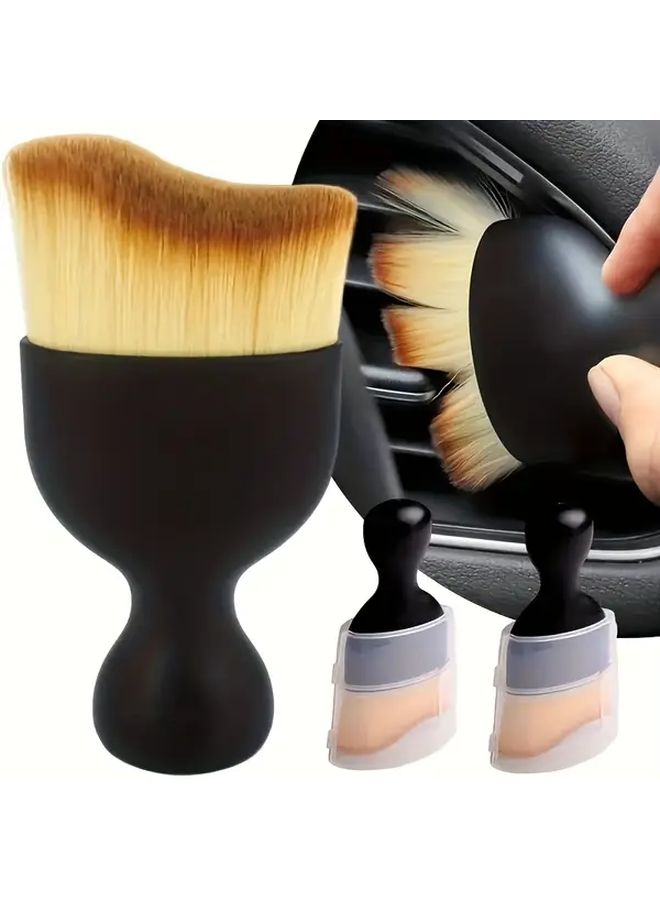 Car Detailing Cleaning Brush Ultra Soft And Durable Gentle Clean Deep Cleaning Vents And Hard To Reach Areas Car Interior Dust Removal Care Accessory Black 1pc - Image 3