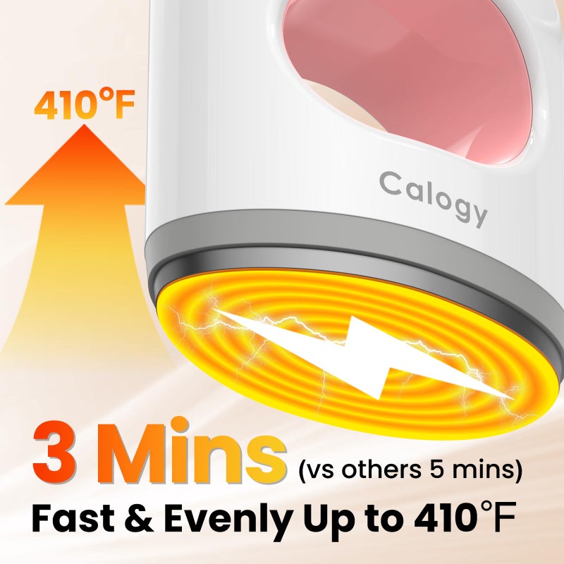 Calogy Super Mini Heat Press Machine, Fast Up to Max 410â„‰ in 3Mins & 4 Heating Setting with LED Display, Mini Iron for Crafting with Precision Tip, Easy for Small Objects Like Shoes, Hats (White Pink) - Image 3