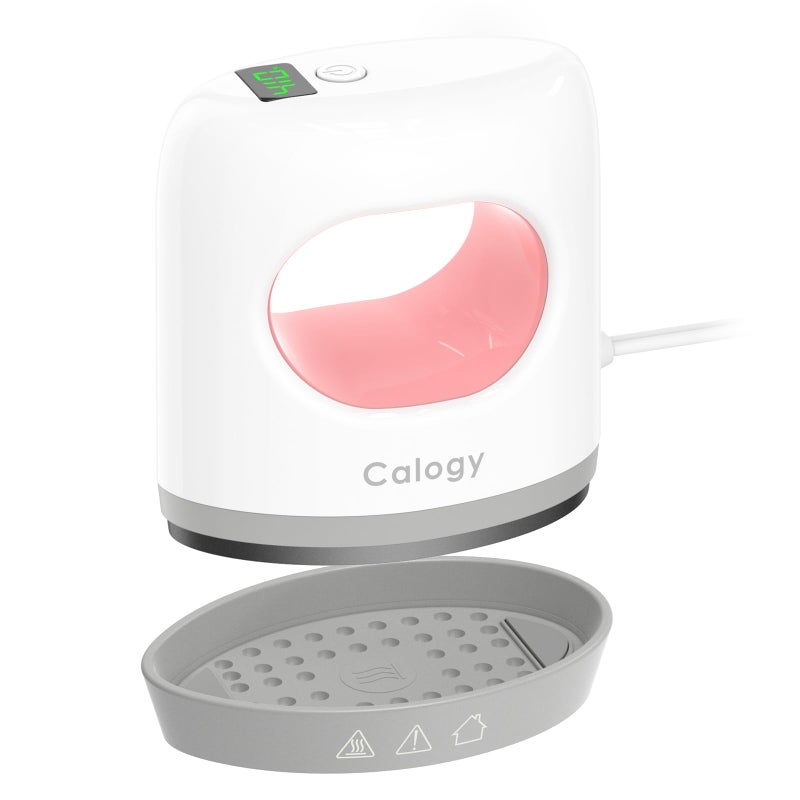 Calogy Super Mini Heat Press Machine, Fast Up to Max 410â„‰ in 3Mins & 4 Heating Setting with LED Display, Mini Iron for Crafting with Precision Tip, Easy for Small Objects Like Shoes, Hats (White Pink) - Image 1