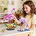 HOGOKIDS Easter Bunny 3 in 1 Pink Building Set with Flowers Animal Figure with 3 Building Options Flamingo Bunny or Dolphin 558PCS Creative Birthday Gift Learning Toy for Kids Girls Boys Age 6 - Image 4
