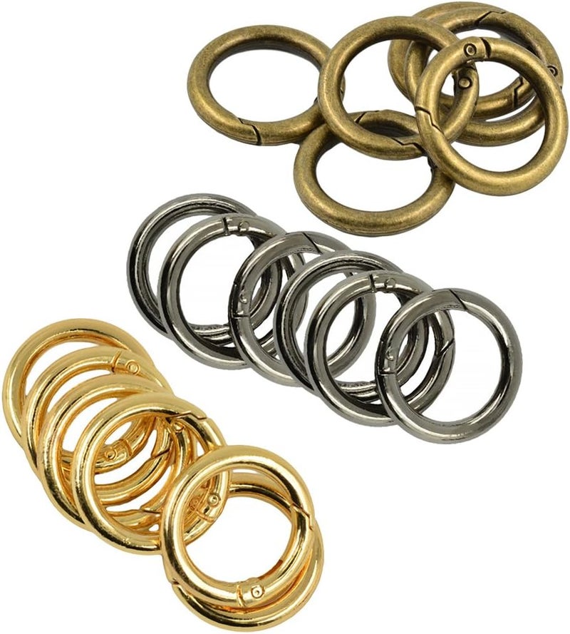 klarako 18 Piece Zinc Alloy Carabiner Karabiner Clips Round Ring Snap Hooks Spring Loaded Camping - Image 1