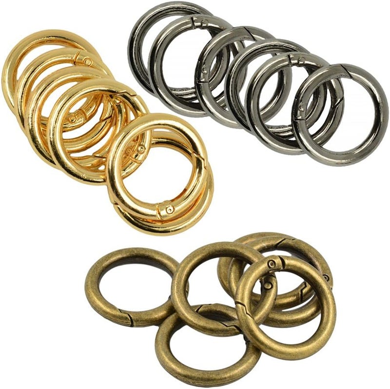 klarako 18 Piece Zinc Alloy Carabiner Karabiner Clips Round Ring Snap Hooks Spring Loaded Camping - Image 3