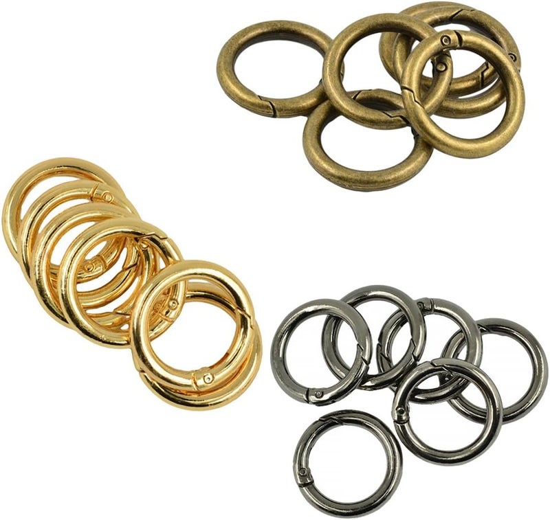 klarako 18 Piece Zinc Alloy Carabiner Karabiner Clips Round Ring Snap Hooks Spring Loaded Camping - Image 4