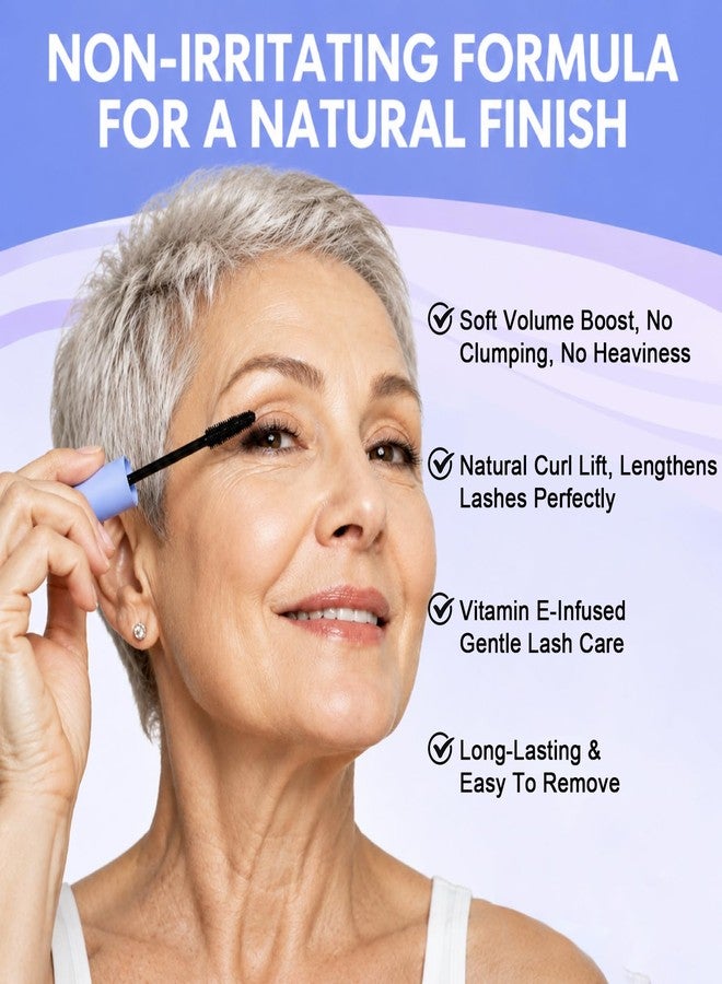 Jutqut Mascara for Older Women 60 Plus, Tubing Black Mascara, Volume and Length for Mature Women with Thinning Lashes & Sensitive Eyes, Non Clumping, Smudge Resistant, Long Lasting, Warm Water Removal - Image 3