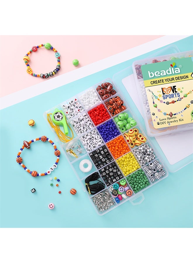 beadia Cute Fun Beads DIY Arts Crafts, Friendship Bracelets Making Kit, Birthday Gifts for Kids Girls Baseball Basketball Soccer Rugby Volleyball Football Bead - Image 4