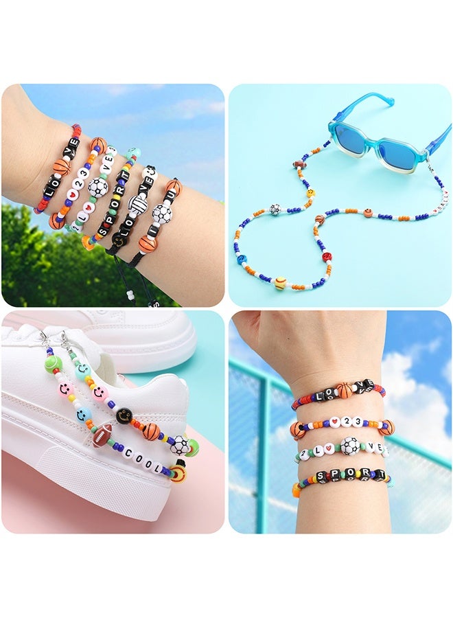 beadia Cute Fun Beads DIY Arts Crafts, Friendship Bracelets Making Kit, Birthday Gifts for Kids Girls Baseball Basketball Soccer Rugby Volleyball Football Bead - Image 3
