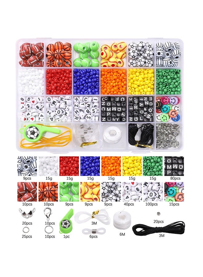 beadia Cute Fun Beads DIY Arts Crafts, Friendship Bracelets Making Kit, Birthday Gifts for Kids Girls Baseball Basketball Soccer Rugby Volleyball Football Bead - Image 2