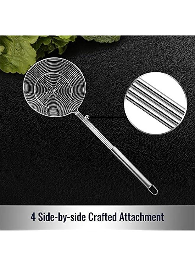 Hiware Solid Stainless Steel Spider Strainer Skimmer Ladle, Kitchen Utensils Wire Strainer Pasta Strainer Spoon, 7 Inch - Image 4