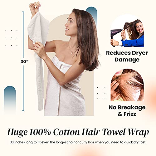 Aspen5 Huge Cotton Hair Towel Wrap for Women (Coral White) - Image 5