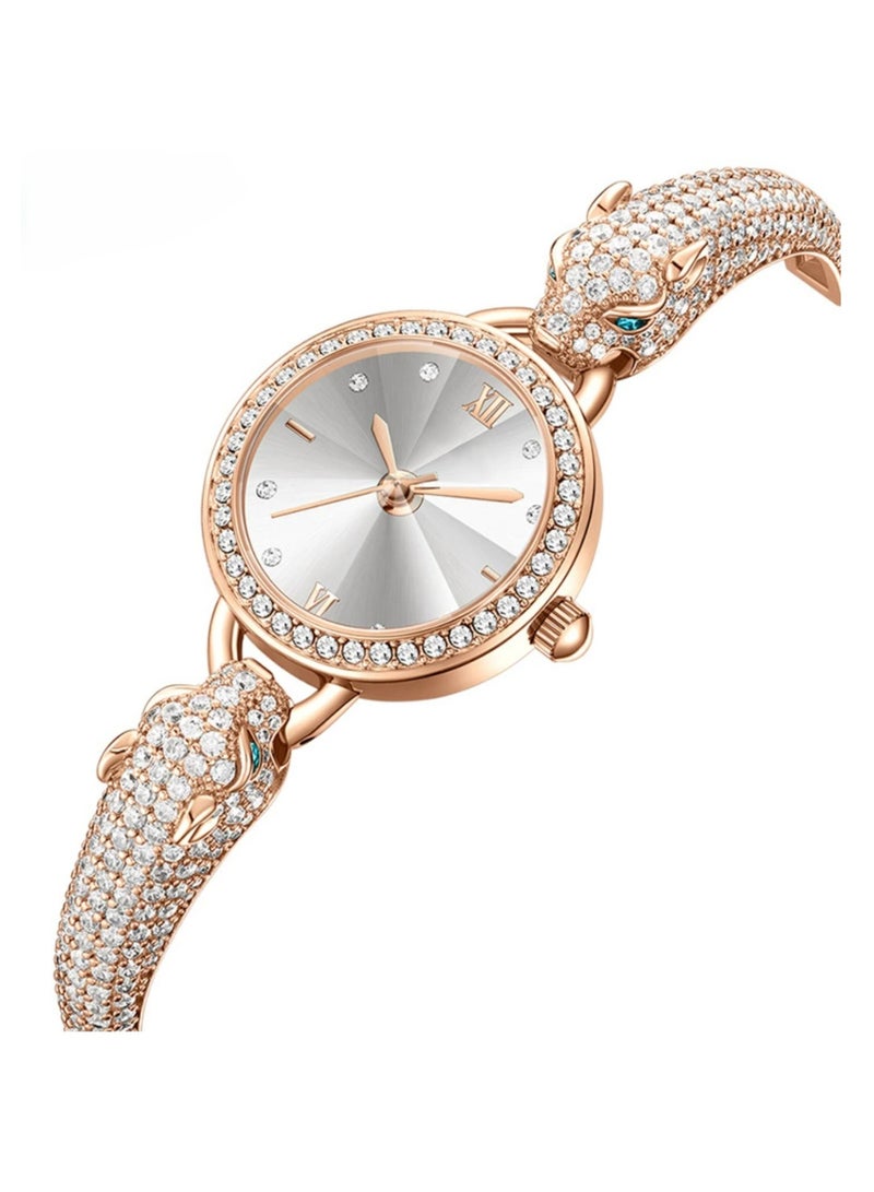Women's Leopard Head Full Diamonds Bracelet Watch, Japan Movt Movement, Dial Diameter 24mm  - Image 1