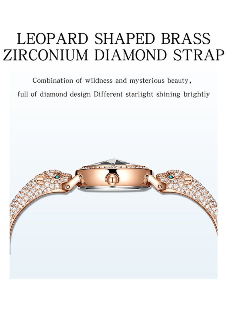 Women's Leopard Head Full Diamonds Bracelet Watch, Japan Movt Movement, Dial Diameter 24mm  - Image 3