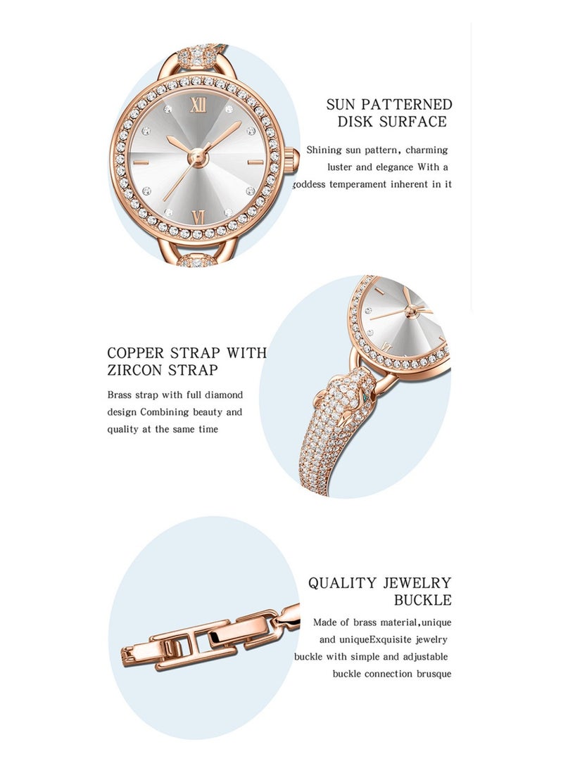 Women's Leopard Head Full Diamonds Bracelet Watch, Japan Movt Movement, Dial Diameter 24mm  - Image 4