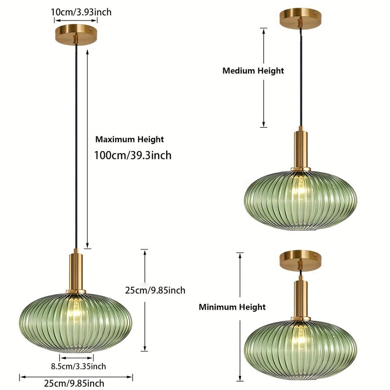 Green Nordic Round Glass Pendant Light for Kitchen Island - Image 3