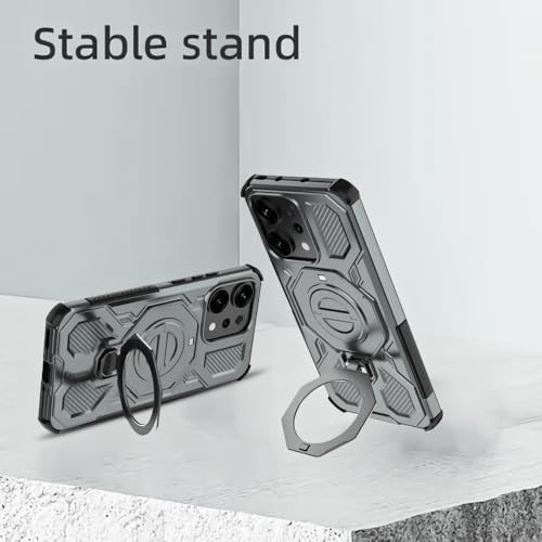 KARWAN Tough Shockproof Armor Back Case Cover Compatible with Oppo Reno 14 with 360 Degree Rotation Magnetic Attraction Ring, Holder Heavy Duty Rugged Cover with MagEaze Wireless Charging (Grey) - Image 3
