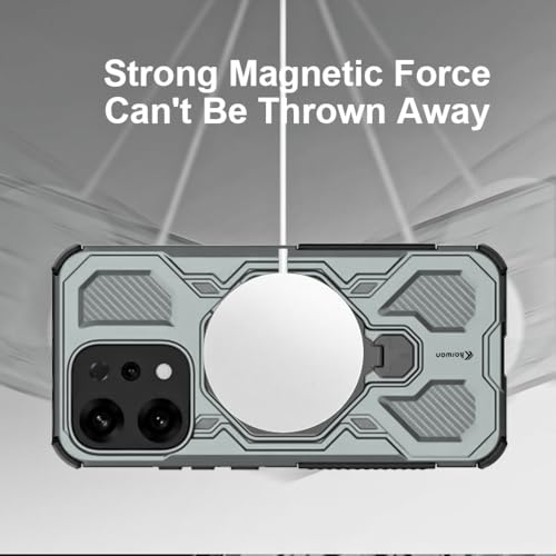 KARWAN Tough Shockproof Armor Back Case Cover Compatible with Oppo Reno 14 with 360 Degree Rotation Magnetic Attraction Ring, Holder Heavy Duty Rugged Cover with MagEaze Wireless Charging (Grey) - Image 4