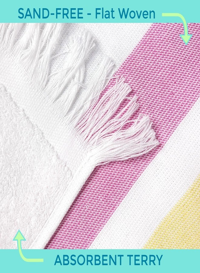 Beachland Fringe Beach Towel 30 x 60 inch Sand Free Flat Woven in Front and Absorbent Terry on Reverse Cotton Turkish Style (Assorted, Pack of 3) - Image 3