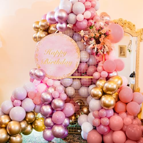 RUBFAC 129pcs Retro Pink Balloons Different Sizes 18 12 10 5 Inch, Latex Blush Balloon Garland Arch Kit for Valentine's Day Birthday Baby Shower Wedding Princess Boho Theme Party Decoration - Image 4
