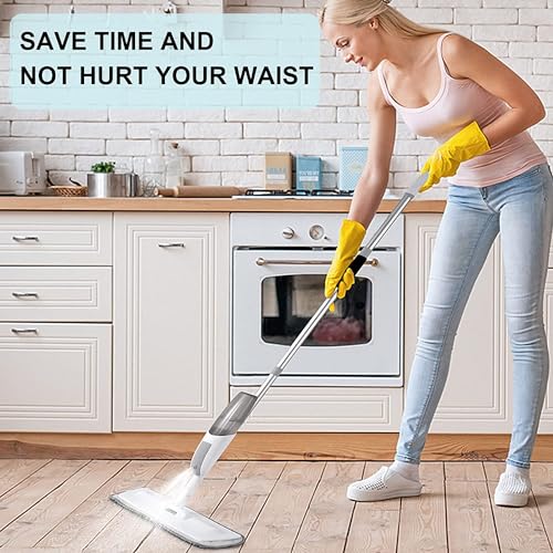 KEYOZA Window Cleaning Kit, 120cm Extension Pole Spray Mop with 360° Flexible Head, 200ml Bottle for Kitchen Bathroom Living Room Tile Glass - Image 2