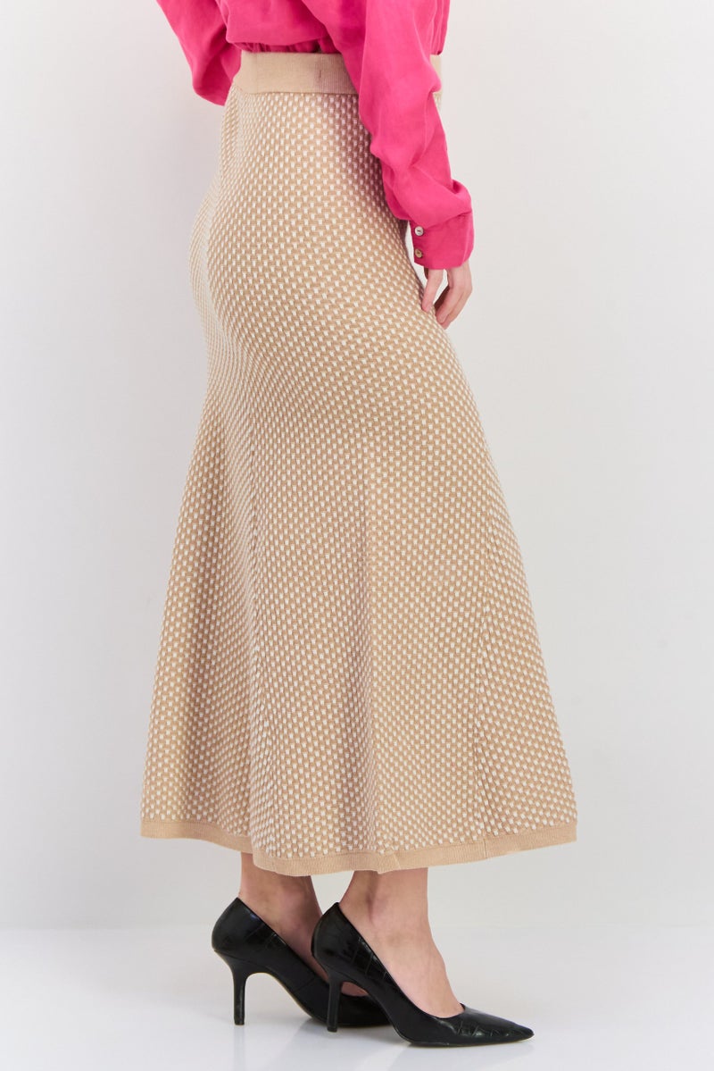 ESPRIT Women Textured Maxi Skirt, Tan - Image 4