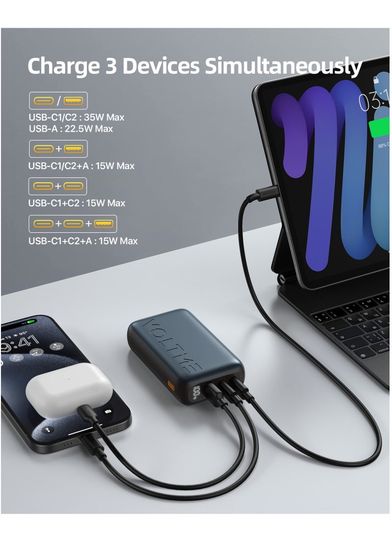 VOLTME - 10000mAh 10000 mAh Power Bank, 35W Portable Charger for iPhone, Triple Port USB-C Fast Charging High-Speed Battery Pack, Ultra-Compact Design with LED Display, Small & Lightweight PowerBank Compatible with iPhone 16/15/14/13/12 Series, Samsung S24/S23/S22, iPad Pro, AirPods, MacBook Air & More - Image 1