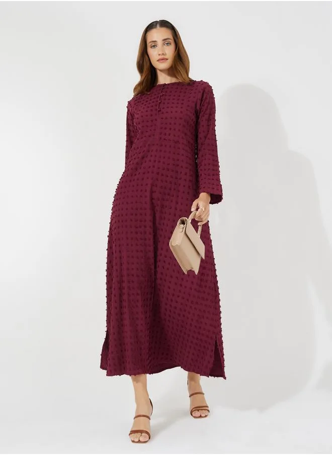 Styli Dobby Jalabiya with Button Detail