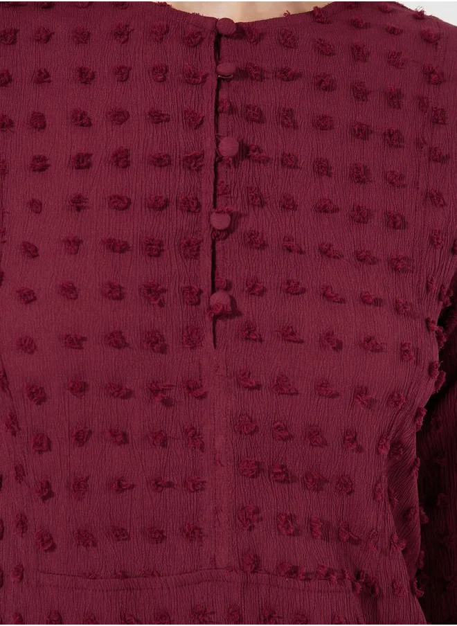 Styli Dobby Jalabiya with Button Detail