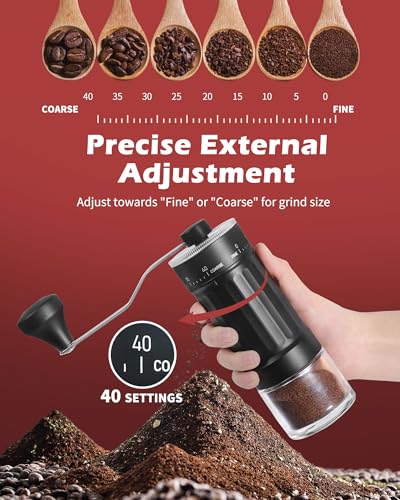 GCCTXG GCCTXC Manual Coffee Grinder with Ceramic Burr Handheld Hand Crank Espresso Grinder for Coarse Drip Fine Pour Over French Press Small Portable for Travel Camping Quiet Adjustable with Grind Settings - Image 3