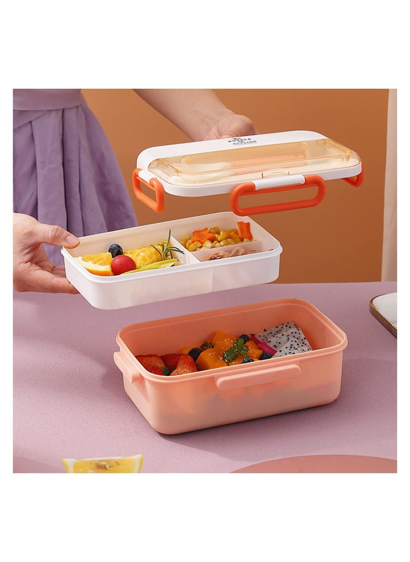 GGEROU - Bento Box for Kids Adults,1100 ml Lunch Box with Mini Fruit Fork,Bento Lunch Box With Utensils,2 Layer Food Containers for School, BPA Free - Image 1