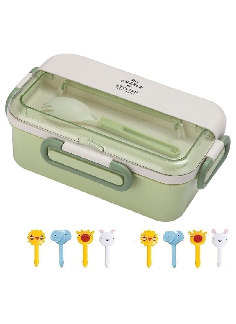 GGEROU - Bento Box for Kids Adults,1100 ml Lunch Box with Mini Fruit Fork,Bento Lunch Box With Utensils,2 Layer Food Containers for School, BPA Free - Image 1