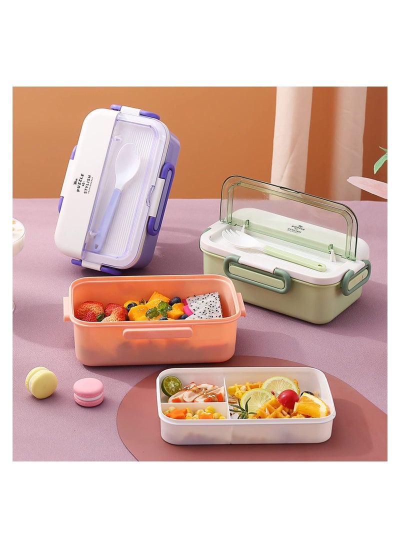 GGEROU - Bento Box for Kids Adults,1100 ml Lunch Box with Mini Fruit Fork,Bento Lunch Box With Utensils,2 Layer Food Containers for School, BPA Free - Image 1