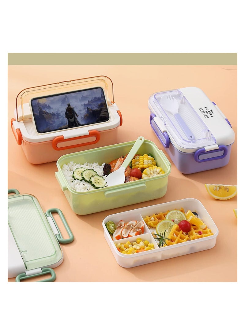 GGEROU - Bento Box for Kids Adults,1100 ml Lunch Box with Mini Fruit Fork,Bento Lunch Box With Utensils,2 Layer Food Containers for School, BPA Free - Image 1