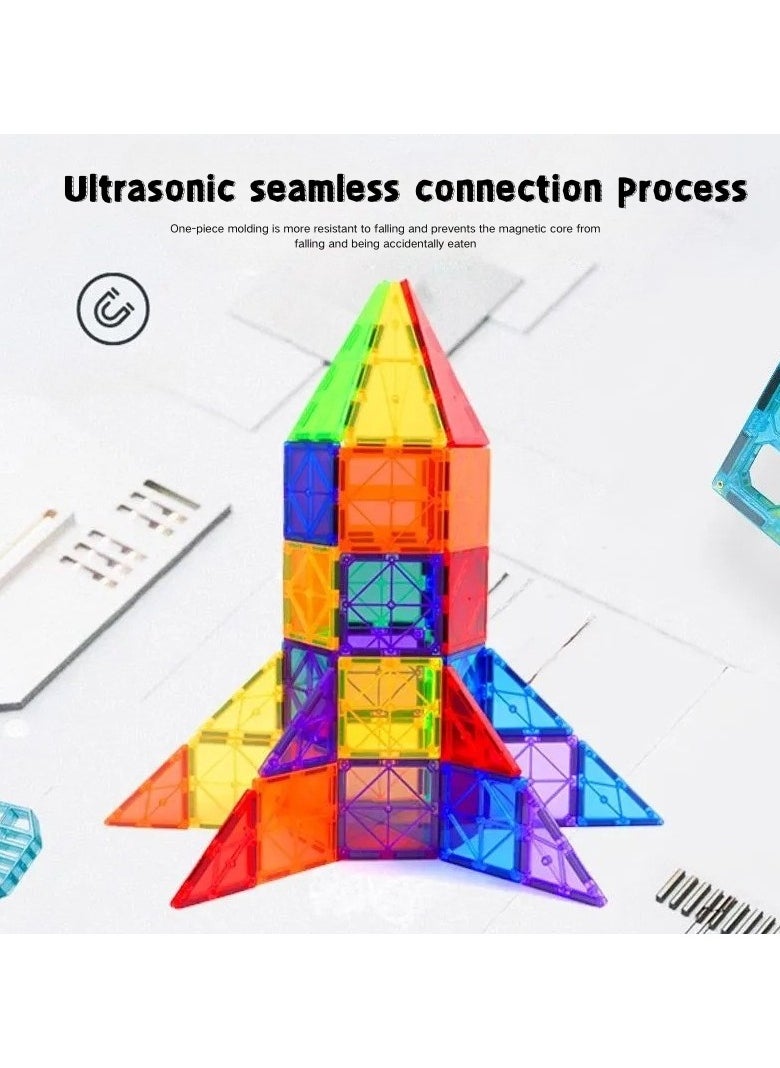 Magnetic Building Blocks for Kids, 3D Magnetic Puzzle Stacking Blocks for Boys and Girls, 100 Pieces Premium Set with 2 Cars. Best Gift for Kids 5 6 7 8 9 10 Years Old  - Image 4