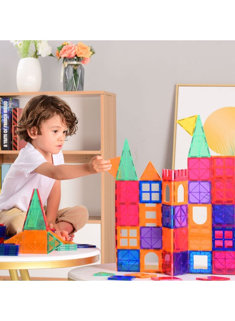 Magnetic Building Blocks for Kids, 3D Magnetic Puzzle Stacking Blocks for Boys and Girls, 100 Pieces Premium Set with 2 Cars. Best Gift for Kids 5 6 7 8 9 10 Years Old  - Image 5