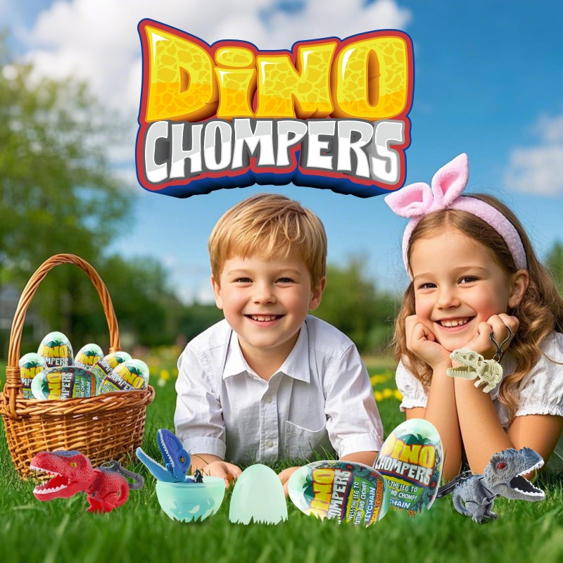 DINOBROS Easter Egg with Dinosaur Toys Filled for Kids, 4 Surprise Eggs Easter Basket Stuffers Fillers with Dino Chomper Birthday Party Favors Gift for Boys and Girls - Image 4