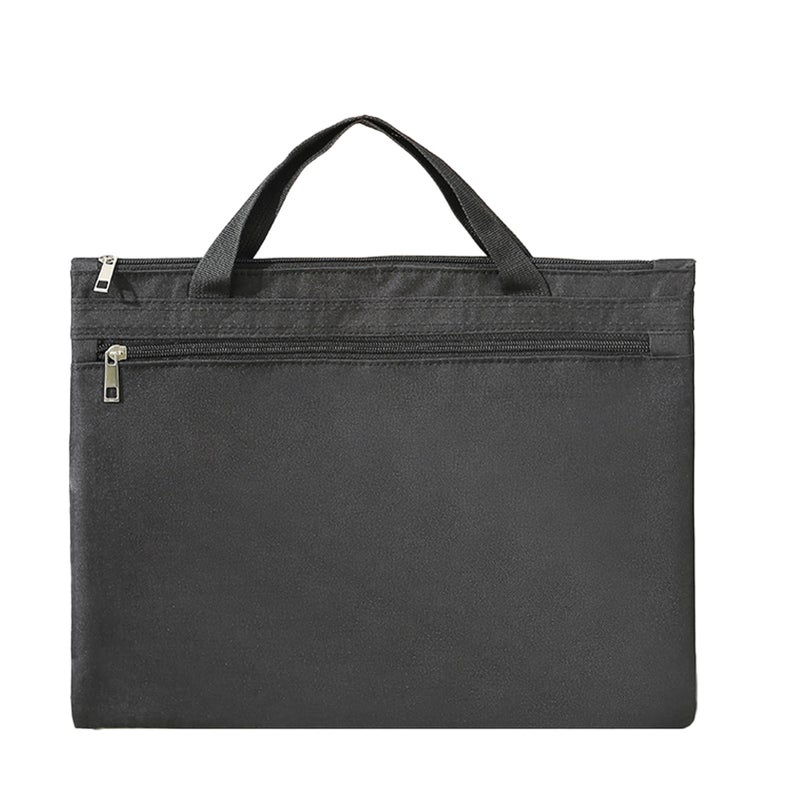 Zipper Briefcase Waterproof Large Capacity Portable Oxford Cloth Document Bag with Handle for Business Office Black - Image 1