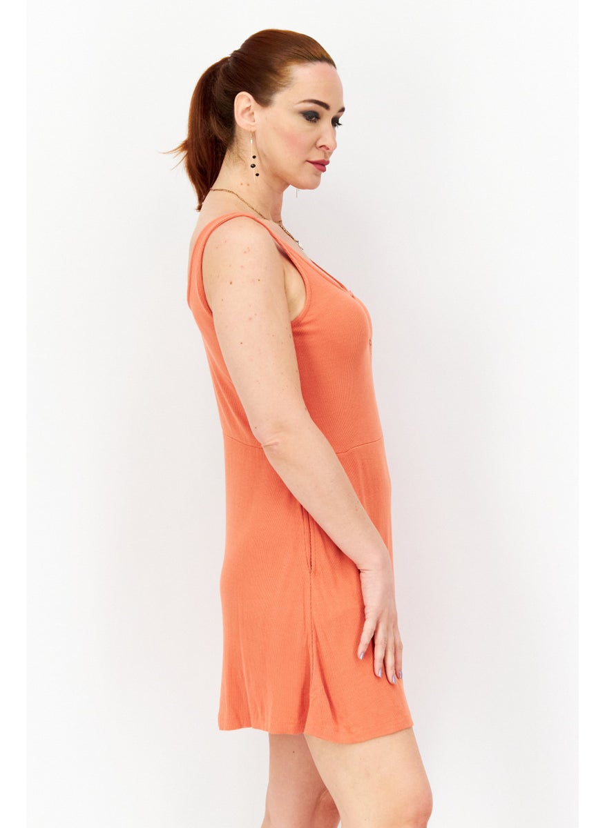 rvca Women Ribbed Mini Dress, Coral  - Image 3