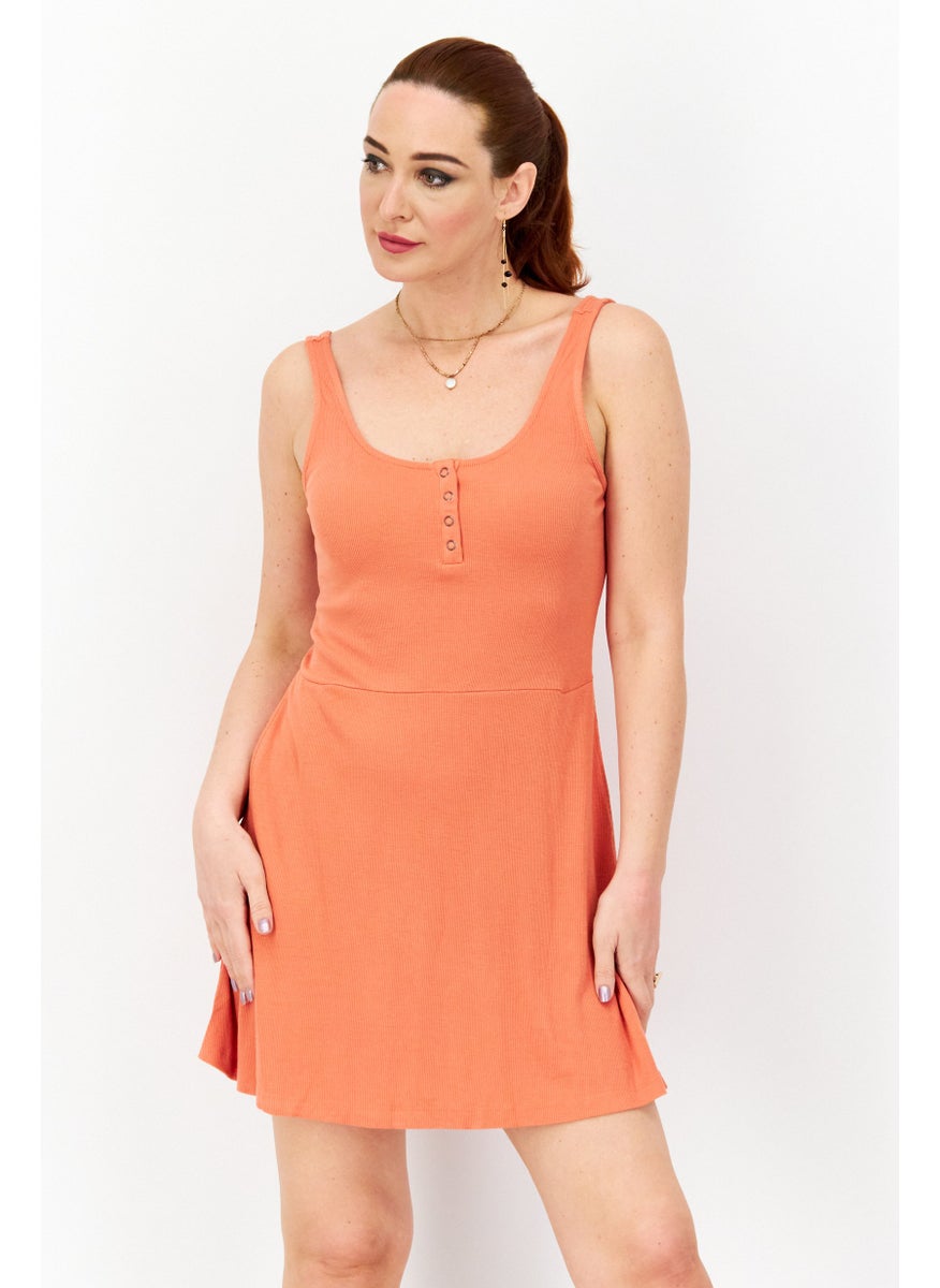 rvca Women Ribbed Mini Dress, Coral  - Image 1
