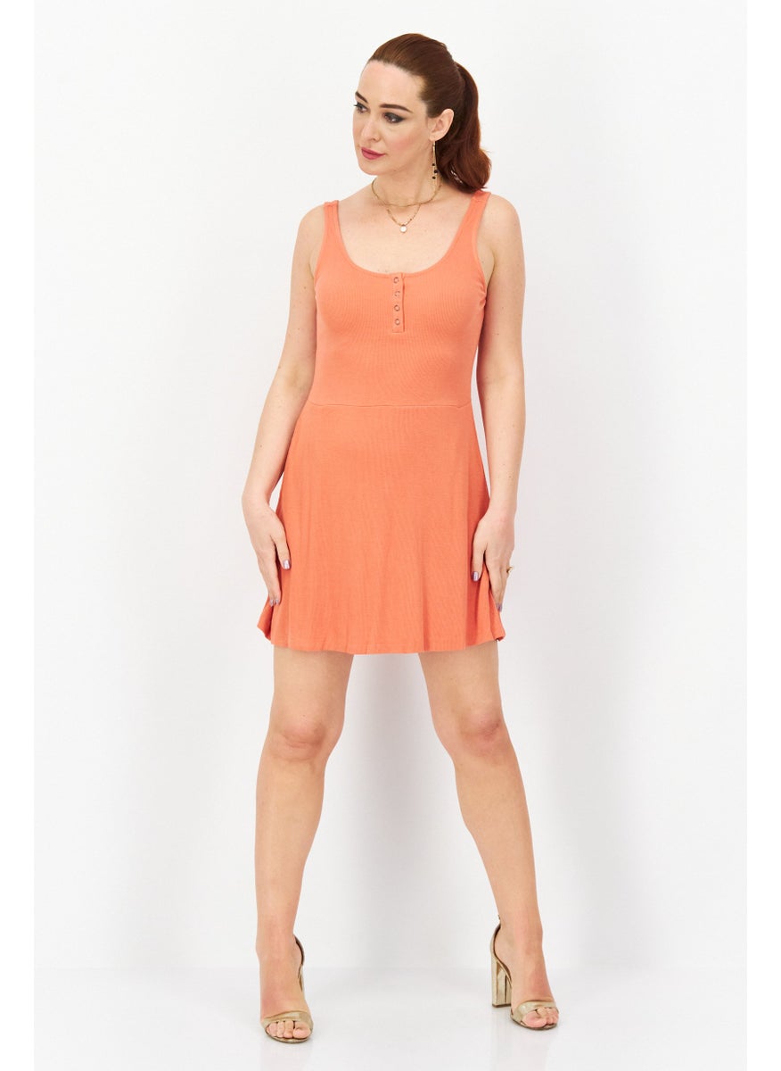 rvca Women Ribbed Mini Dress, Coral  - Image 4